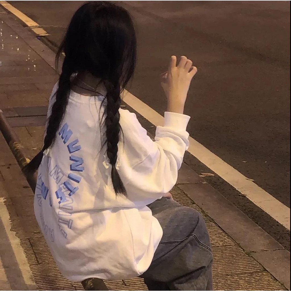Áo sweatshirt  Cotton Mỏng Dáng Rộng In Hình Thời Trang Hàn Quốc Mới Cho Nữ