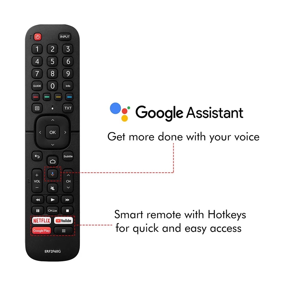 Hisense Original ERF2F60G Voice Google Assistant Điều khiển từ xa cho Hisense 32 inch HD Smart Andro