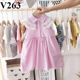 Váy xòe phối ren bé gái
