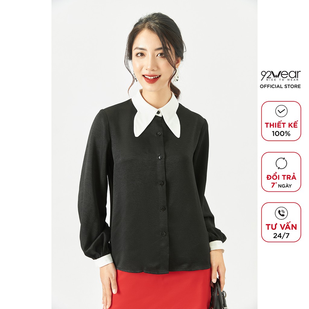 Áo sơ mi nữ dài tay 92WEAR thiết kế công sở thanh lịch ASA1725