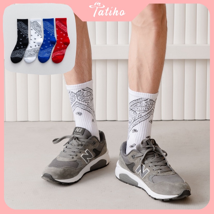 [Hàng Xịn, Giá Tốt] Vớ Tất Nam Nữ Unisex Cổ Cao Cotton Họa Tiết Bandana Phong Cách Cá Tính - Mã TV011