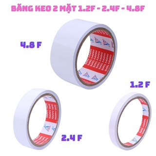Băng keo 2 mặ 1.2f 2.4f 4.8f keo dán hai mặt 1,2cm 2,4cm 4,8cm