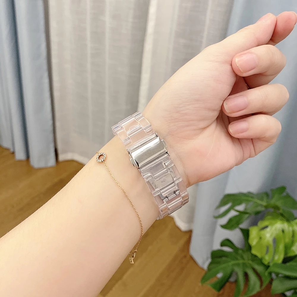 Dây Đeo Nhựa Trong Suốt Cho Đồng Hồ Thông Minh Apple Watch Iwatch Series 1 2 3 4 5 6 SE 38mm 40mm 42mm 44mm Series 7 41mm 45mm