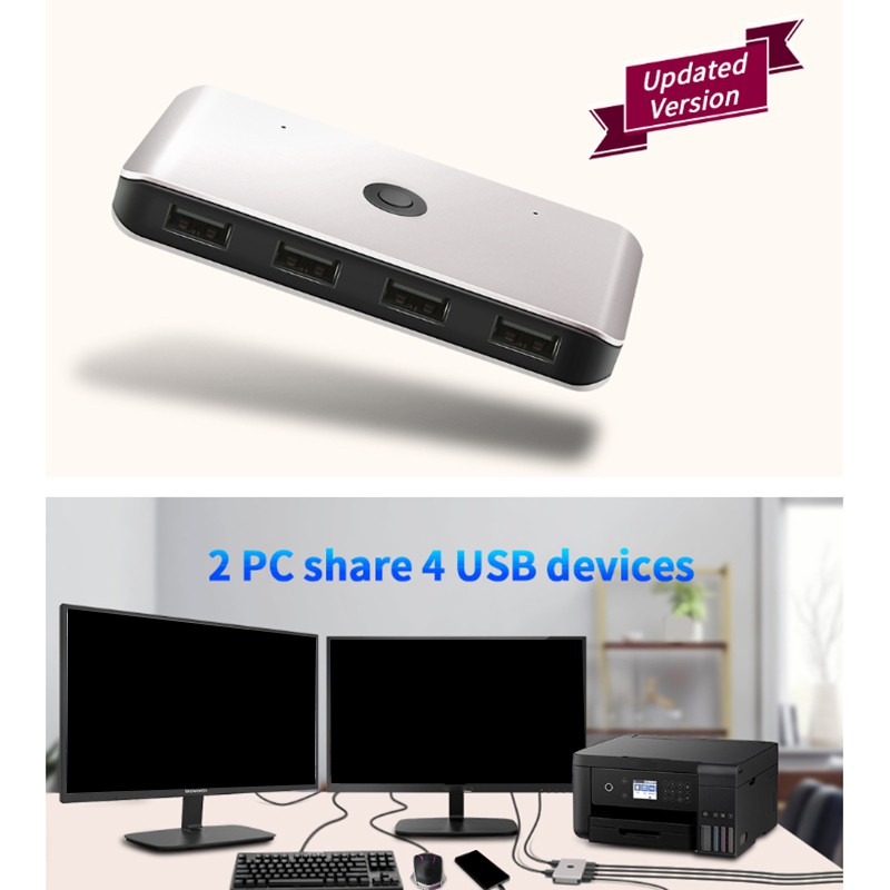 【Ready Stock】ROCKETEK KVM Switch Box USB3.0 Switcher 2 Port PCs for Keyboard Mouse