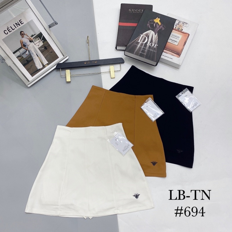 CHÂN VÁY DÁNG A THÊU ONG CD, CẠP CAO CHẤT CO GIÃN CÓ LÓT QUẦN TRONG BO CHUN MS19002 (H2-3)