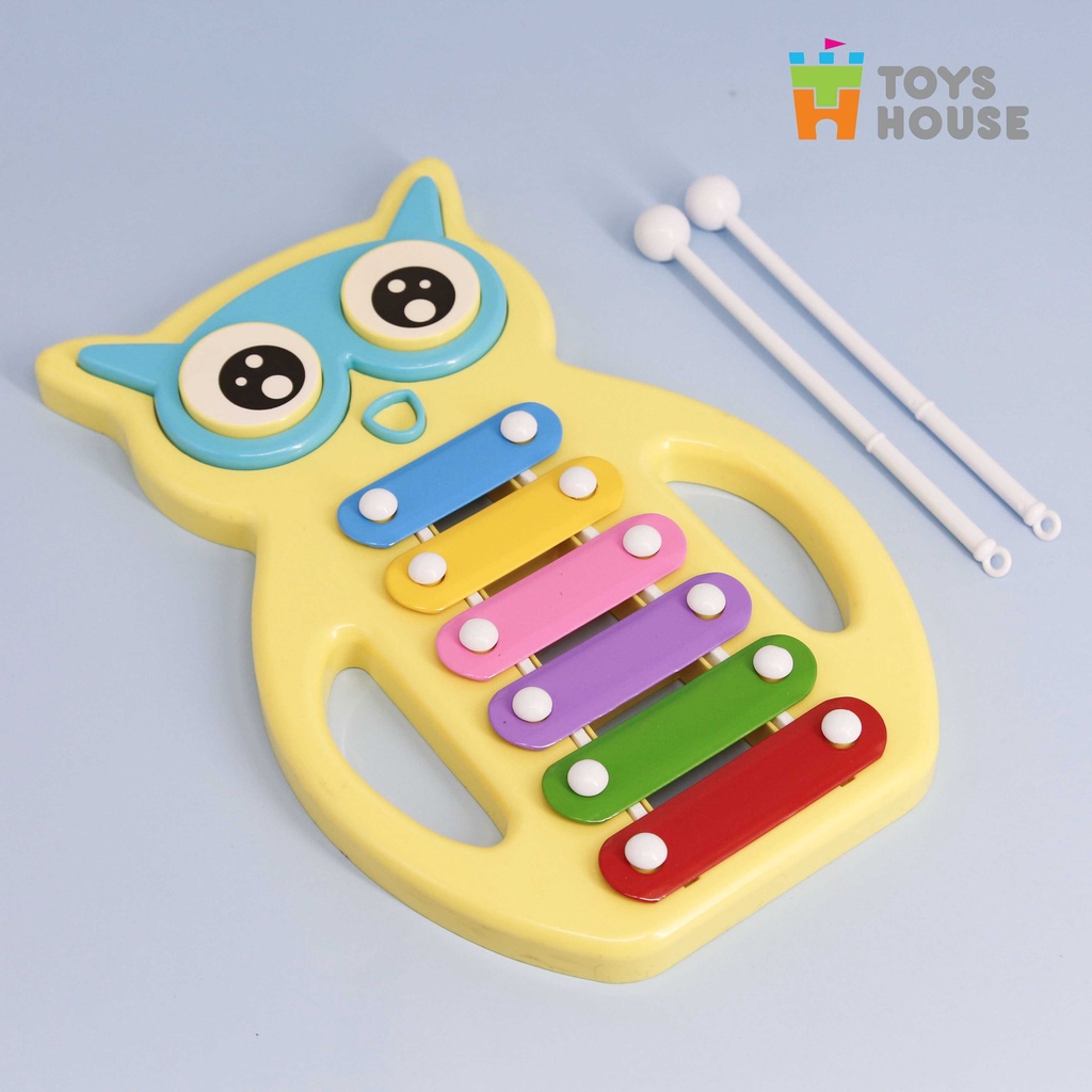 Đàn đồ chơi cho bé Bộ đàn gõ Xylophone hình cú mèo đáng yêu Toyshouse 6 Phím 2 dùi