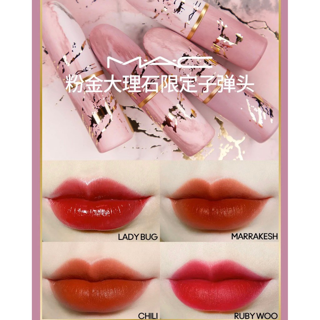 (Hàng Mới Về) Son Môi Mac 3g Vỏ Màu Vàng Hồng Thiết Kế Vỏ Họa Tiết Cẩm Thạch | BigBuy360 - bigbuy360.vn