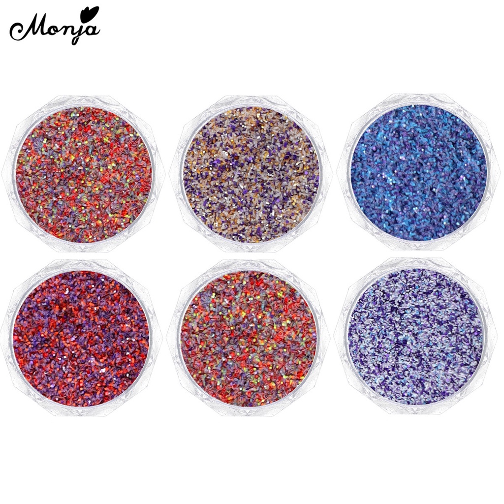 Set 6 hộp bột kim tuyến lấp lánh 3d trang trí móng tay<br>
