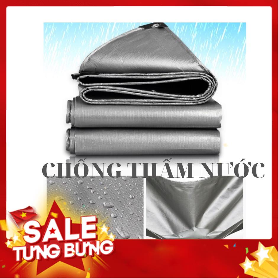 Bạt Che Nắng Mưa Nam Việt - Kích Thước 2x4 - Màu Bạc - May Viền Đóng Khoen Sẵn - Chống Thấm Nước