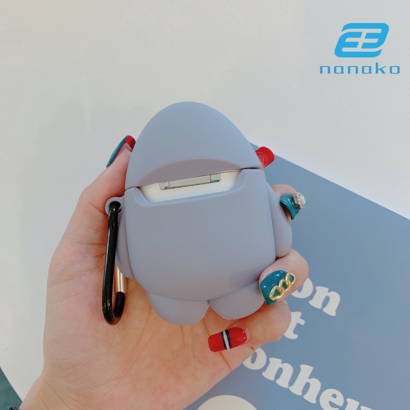 Vỏ bảo vệ hộp sạc tai nghe Bluetooh bằng Silicon thiết kế hình chú cá mập đáng yêu | BigBuy360 - bigbuy360.vn