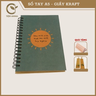 Sổ tay- Sổ tay ghi chép vintage - handmade giấy Kraft khổ A5 - SUN