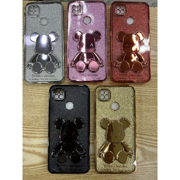 Ốp lưng Xiaomi Redmi 9C dẻo xi viền lưng Kim tuyến hình gấu nổi