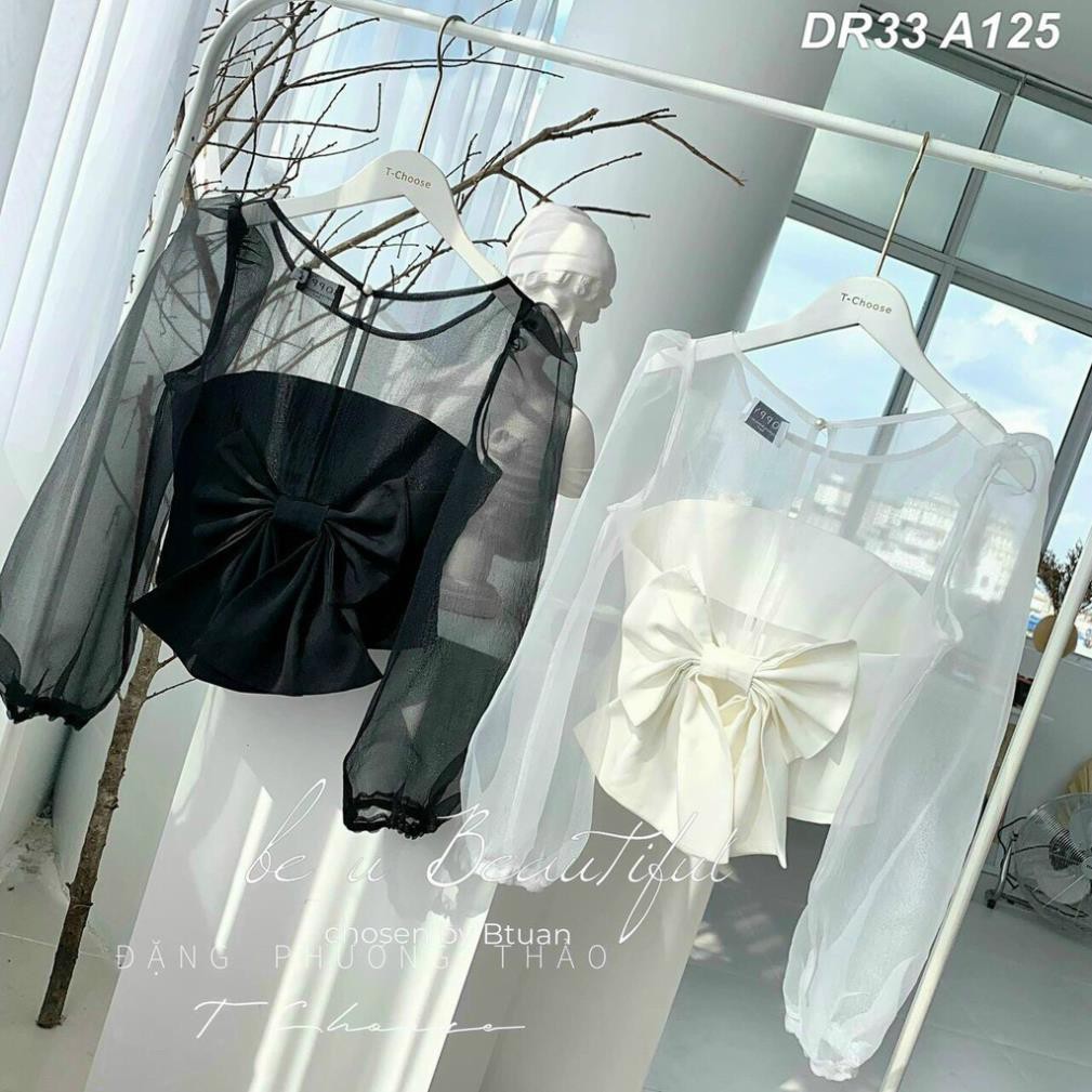 áo kiểu phi bóng nơ lưng phối lưới bánh bèo xinh xắn đủ màu Đẹp 💝