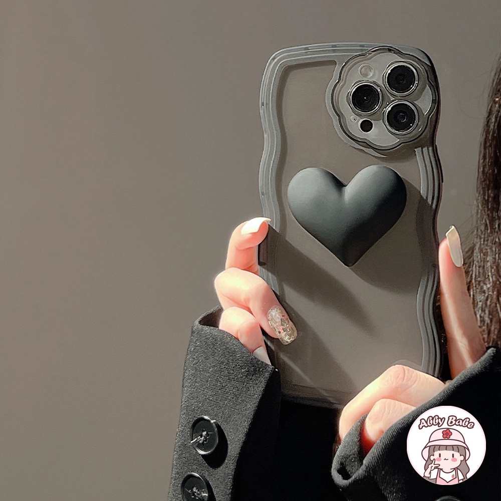 Ốp Điện Thoại TPU Dẻo Màu Đen Nhám Họa Tiết Trái Tim Đơn Giản Kèm Vòng Đeo Tay Cho IP 13 12 11 Pro Max X XS XR 8 7 Plus