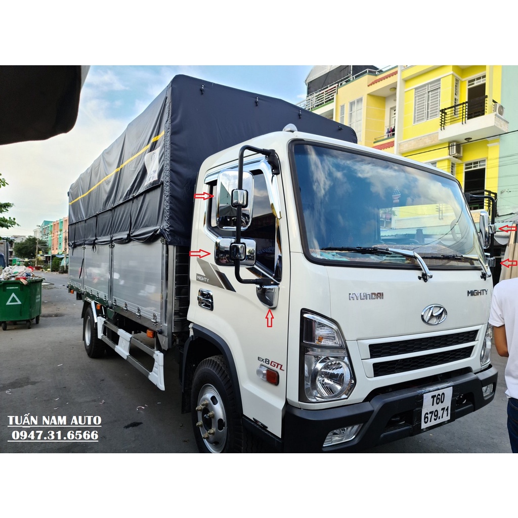 ỐP GƯƠNG CRÔM XE TẢI MIGHTY EX8GT, EX6 HYUNDAI GƯƠNG CƠ (Hàng Korea)