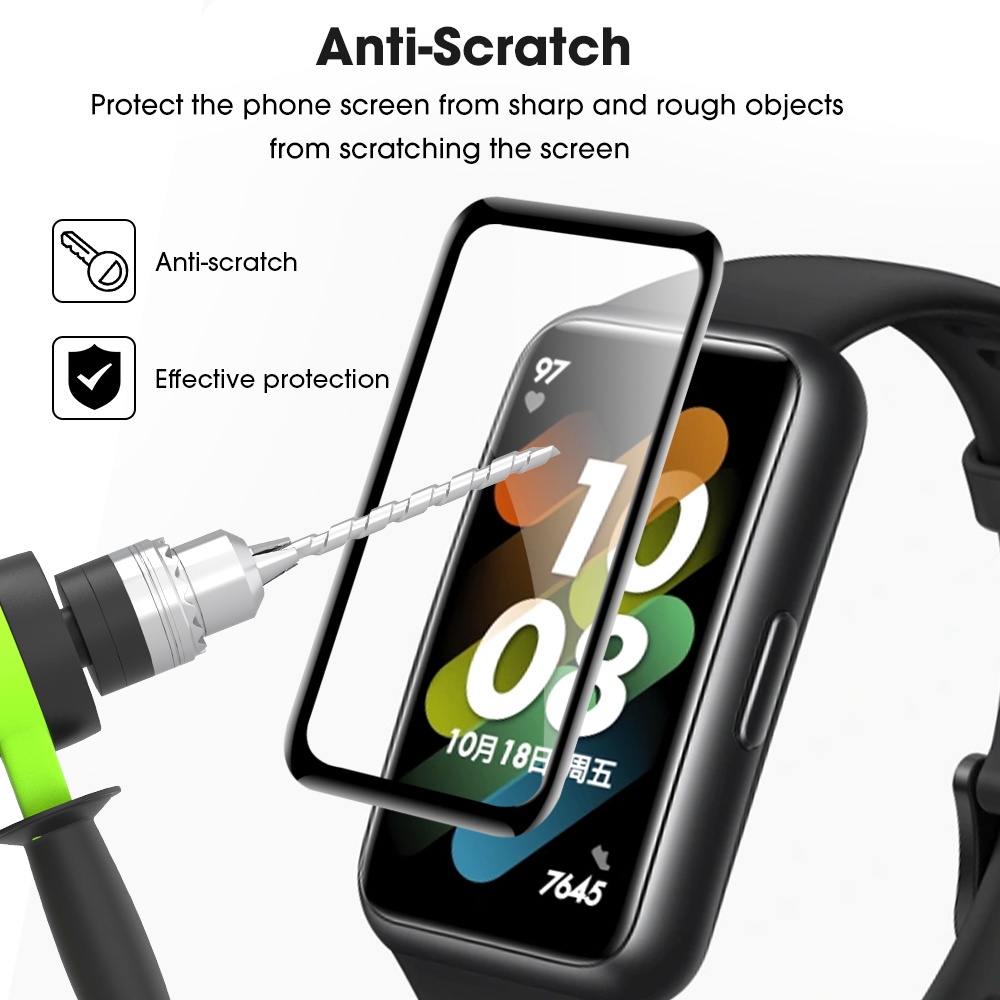 1 Miếng Dán Màn Hình Viền Cong 3D HD Chống Trầy Xước Cho huawei Band 7