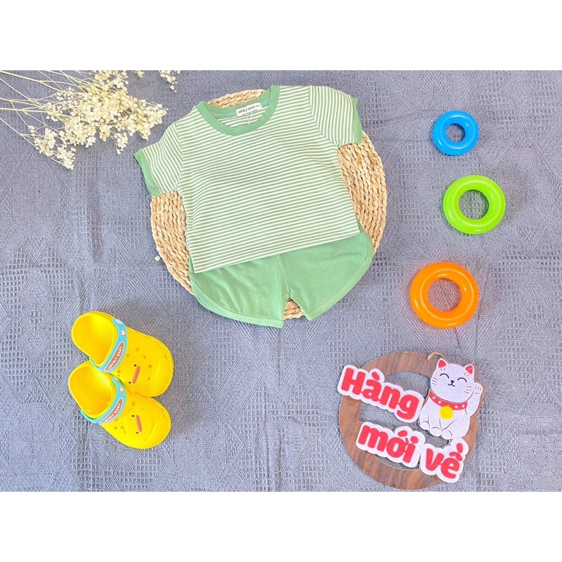 Minky mom kẻ sọc thun lạnh loại 1 ❤️ freeship ❤️ bộ minky mom ngắn tay cho bé trai bé gái