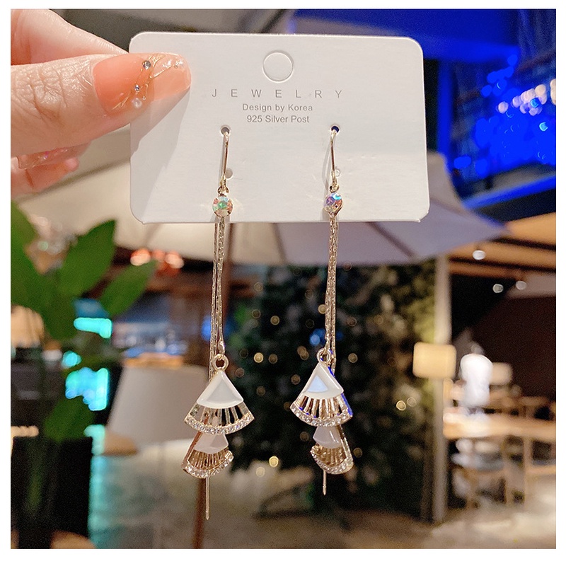 Bông Tai Dáng Dài Đính Đá Thời Trang Cho Nữ