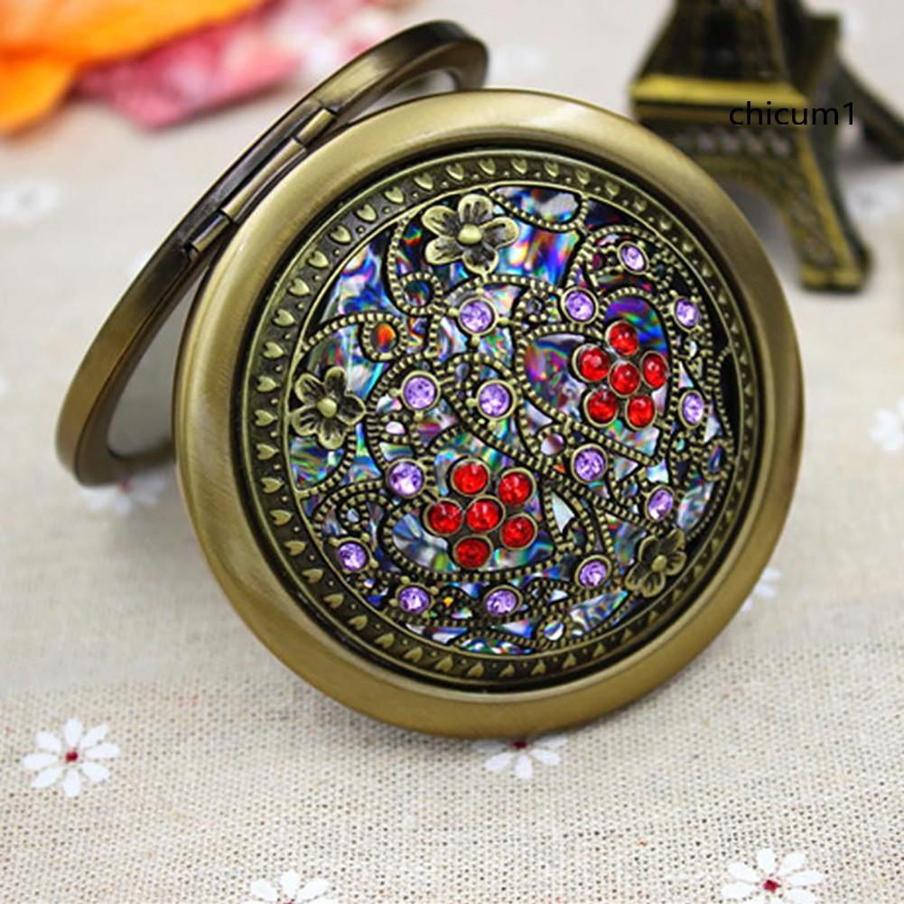 [Hàng mới về] Gương trang điểm mini bỏ túi hình hoa rỗng phong cách vintage