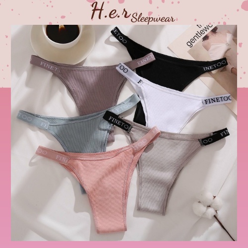 Quần Lót Nữ Cotton Lọt Khe Viền Chữ Hãng Finetoo Sexy Gợi Cảm - Her Sleepwear