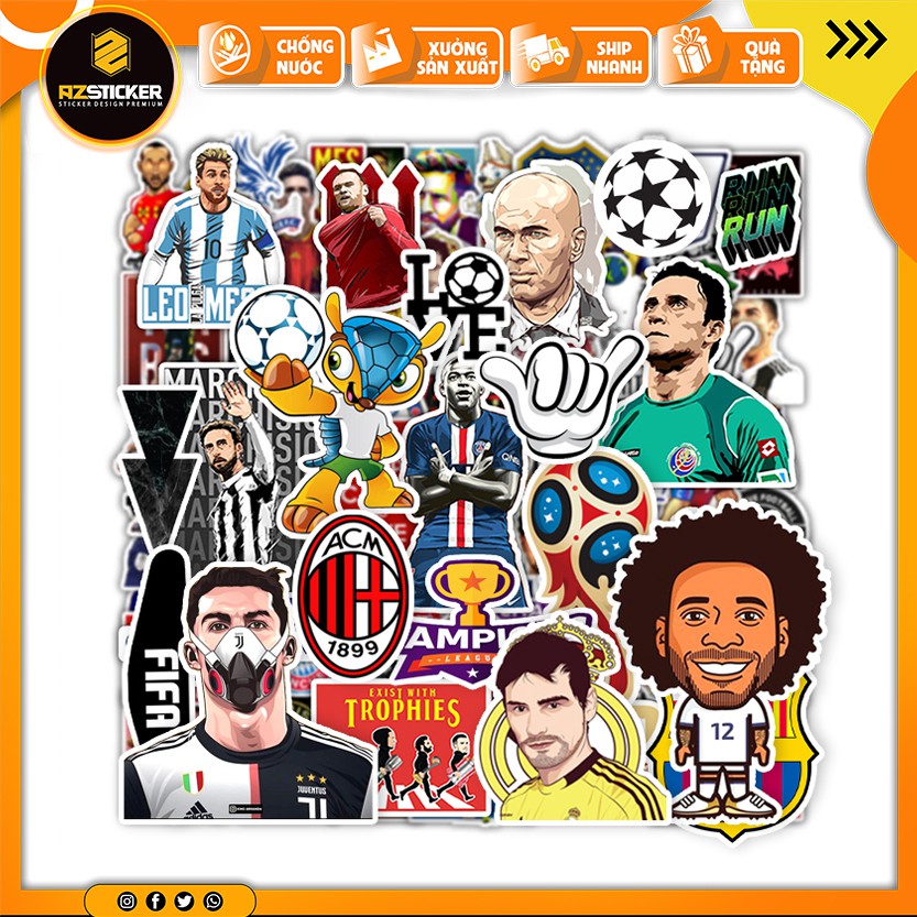 Sticker In Hình Bóng Đá  | Dán Nón Bảo Hiêm, Điện Thoại, Laptop, Bình Nước...Chống Nước, STK85-50