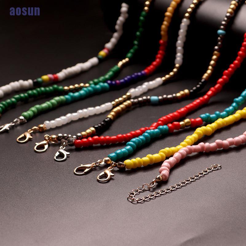 Vòng Cổ Choker Chuỗi Hạt Nhỏ Mặt Hình Bướm Nhiều Màu Sắc Phong Cách Bohemia