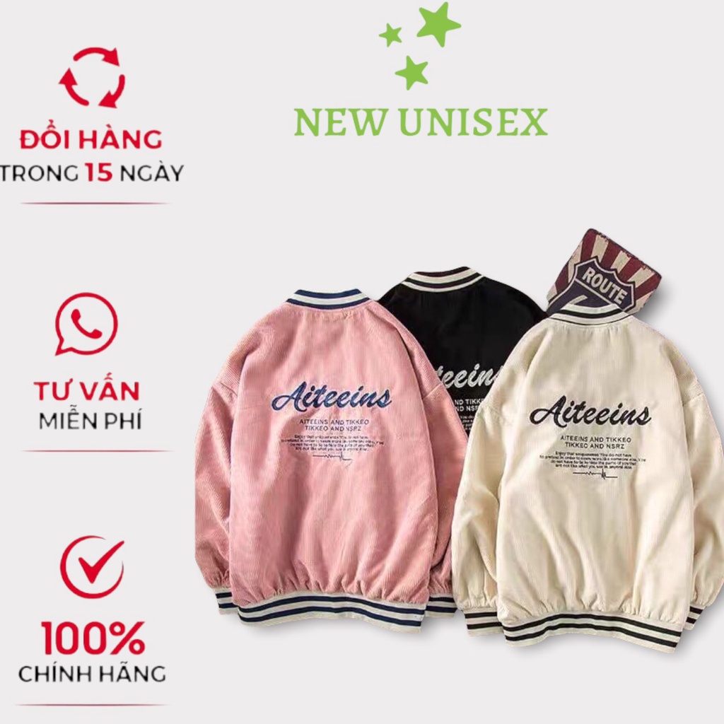 Áo Khoác bomber Nữ chất nhung gân dày dặn From Thụng Unisex(ảnh thật)