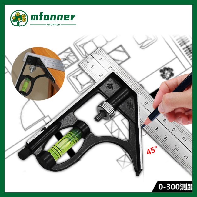 Thước Đo Góc 300mm 45 Độ Bằng Thép Không Gỉ Đa Năng