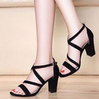 [ẢNH THẬT] Giày cao gót sandal 7 phân 2 dây chéo