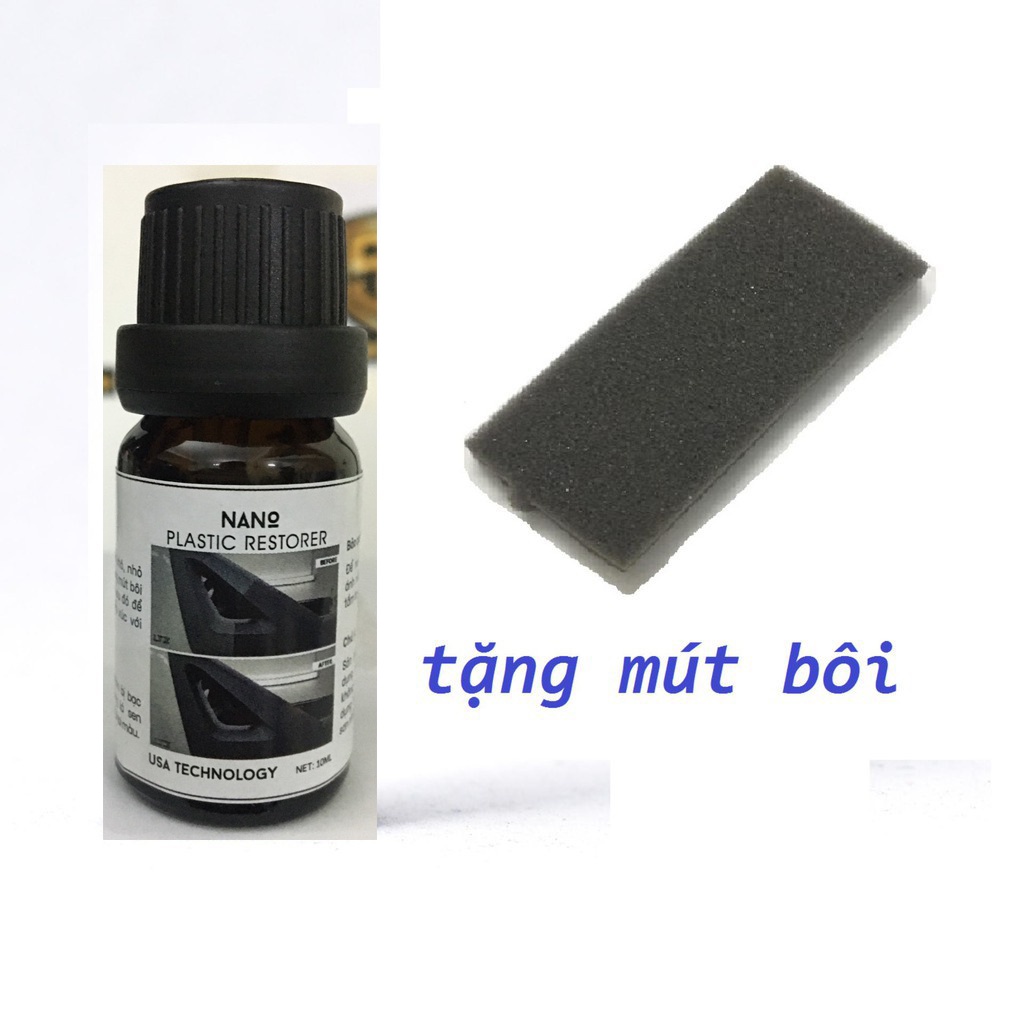 [Tặng mút] Chai phục hồi nhựa nhám NANO PLASTIC RESTORER remover 10ml làm đen nhựa nhám vario exciter winer SH airlade