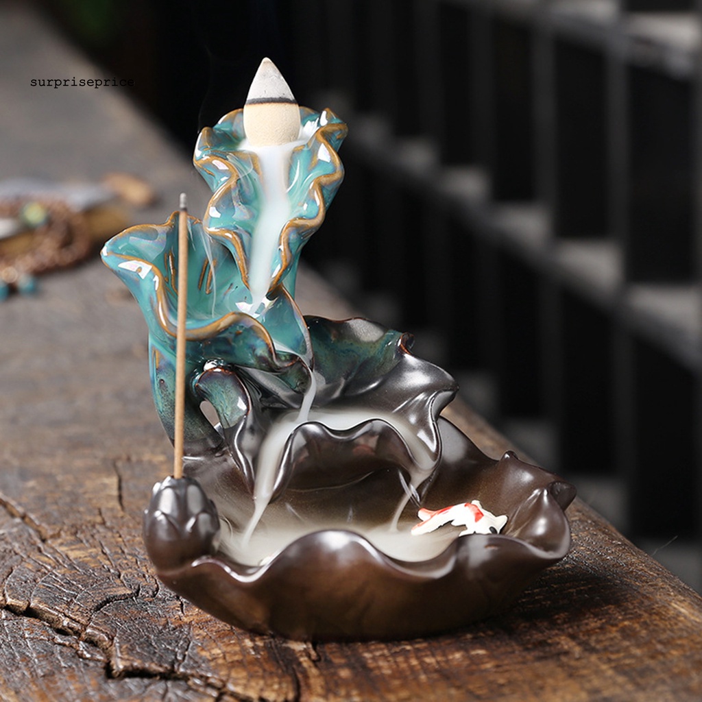 【H】Giá Đỡ Trầm Hương Bằng Gốm Hình Lá Cây Phong Cách Truyền Thống Cổ Điển Hai Chiều Để Bàn