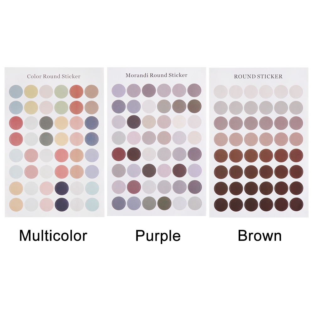 Set 1/5 tấm sticker hình tròn trơn màu trang trí sổ tay