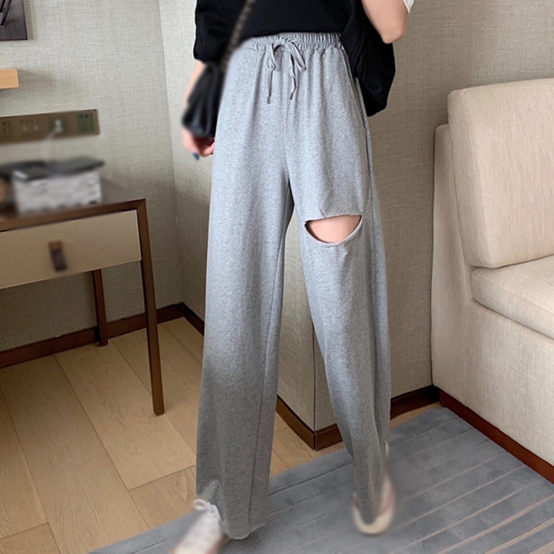 Quần Dài Nữ Ống Rộng Lưng Cao Màu Trơn Thời Trang