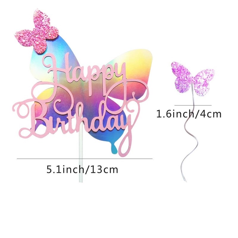 1 SET Bong Bóng Hình Bướm Màu Vàng Hồng Dùng Trang Trí Bánh Kem