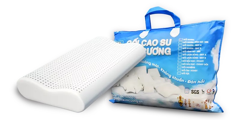 Gối nằm 100% Cao Su thiên nhiên Kim Cương lượn sóng Siny B 39x59x10cm,nâng đỡ tối ưu.