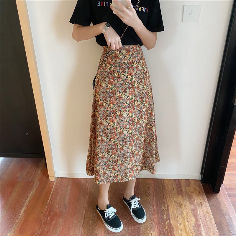 Chân Váy Hoa Nữ Tính, Chân Váy Chữ A Dài Qua Gối Phong Cách Thời Trang Hè 2021 HH031 | BigBuy360 - bigbuy360.vn