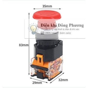 Nút dừng khẩn cấp, nút nhấn dừng khẩn cấp LA38-11ZS giá rẻ phi 22mm.