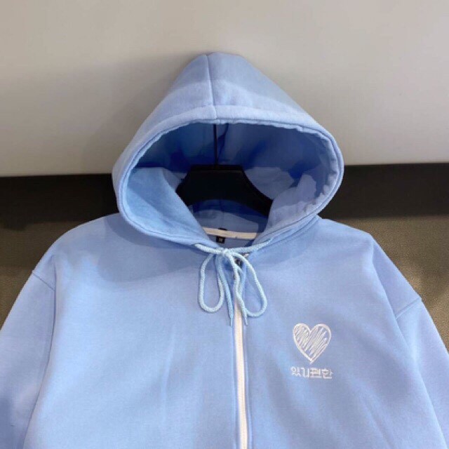 Áo khoác nỉ nam nữ có dây kéo thêu tim | BigBuy360 - bigbuy360.vn