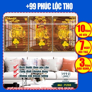 Tranh Treo Tường Bộ tranh PHÚC LỘC THỌ tráng gương [Cao Cấp] phòng khách, bàn thờ, cầu thang [SKU-PLT05]-XưởngTranh1992