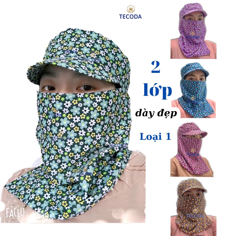 Nón mũ chống nắng 2 lớp cotton vành nhỏ hoa thị tối TECODA MVN03