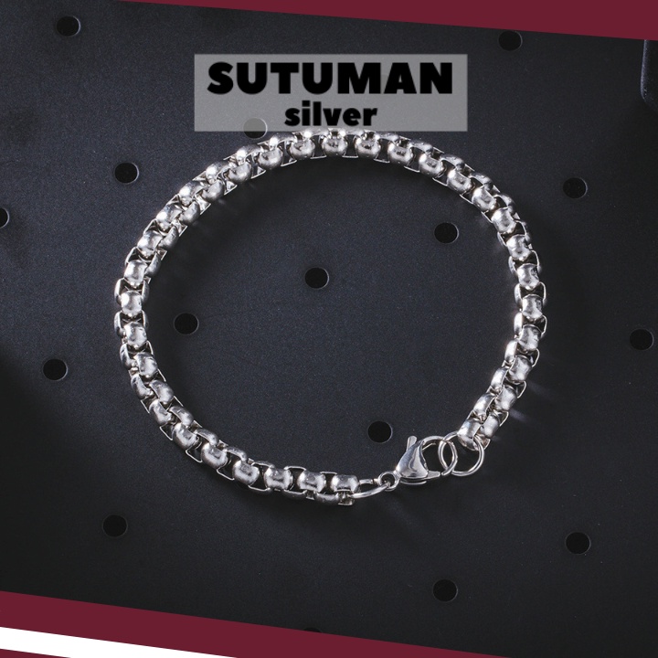 [GIAO HỎA TỐC] Vòng đeo tay nam chuỗi vuông thép không gỉ phong cách Hàn Quốc thương hiệu SUTUMANsilver