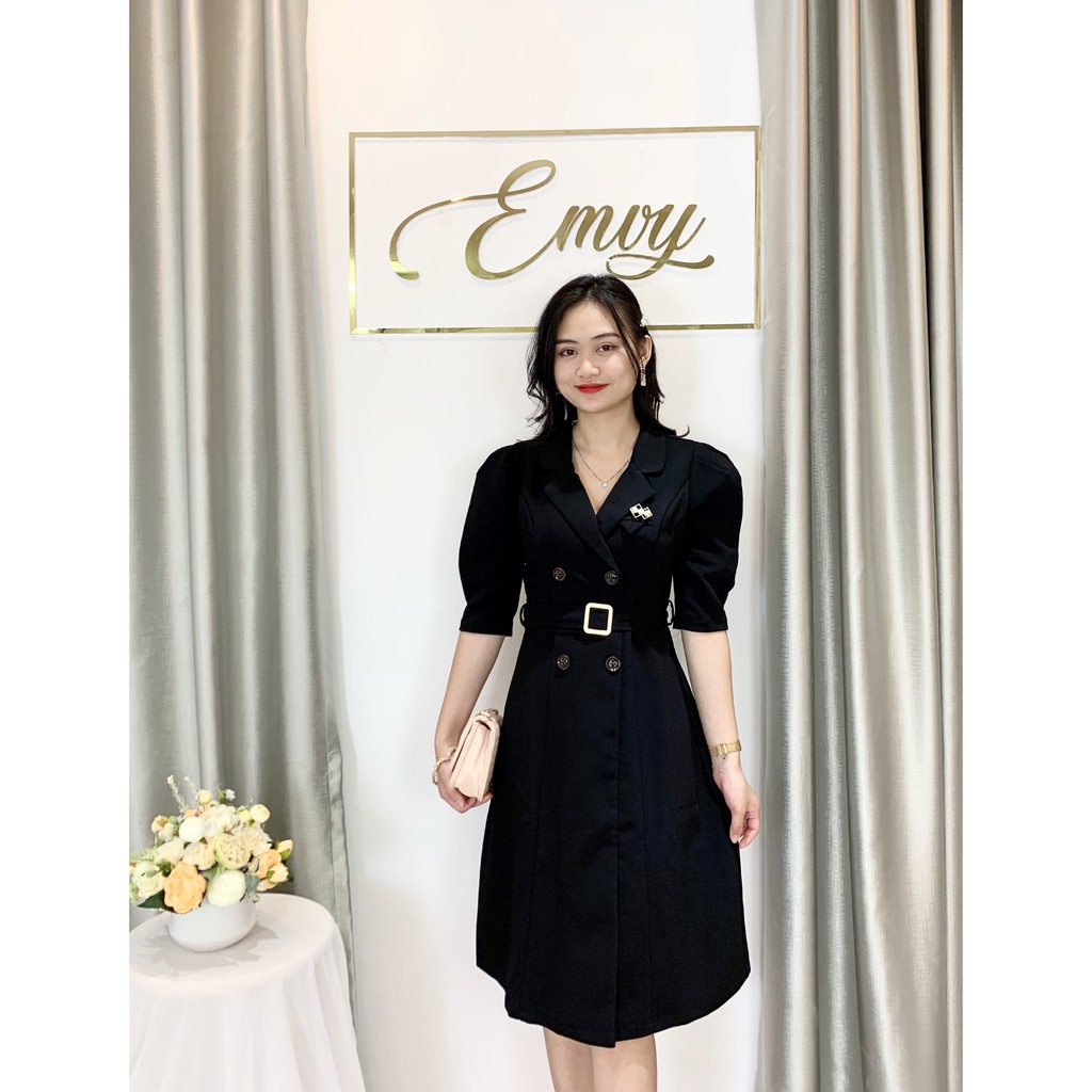 [Mã WASTMINI giảm 10% tối đa 30K đơn 150K] Đầm Thiết kế tuyết mưa cổ Vest đai eo Emvy - V75 | BigBuy360 - bigbuy360.vn