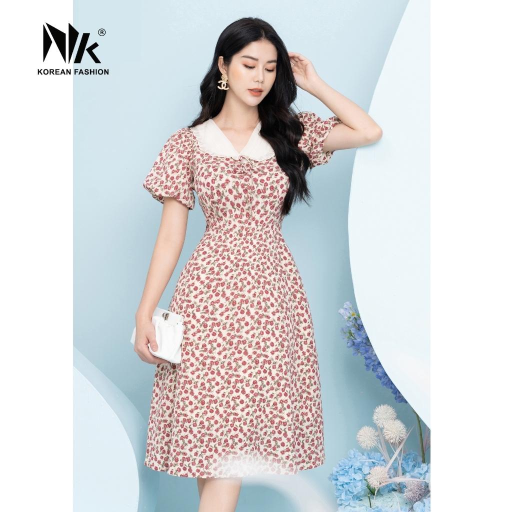 Đầm Xòe Tay Bồng NK Fashion Chất Liệu Vải Nhập Cao Cấp, Thiết Kế Nhẹ Nhàng Nữ Tính NKFDV2204001