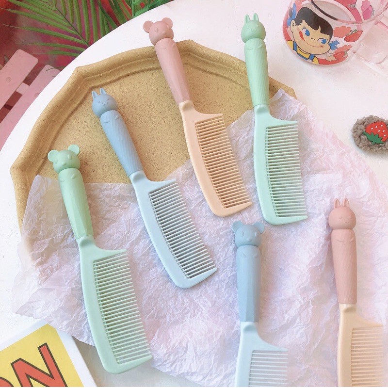 Lược hoạt hình Ulzzang gấu thỏ màu pastel xinh xắn