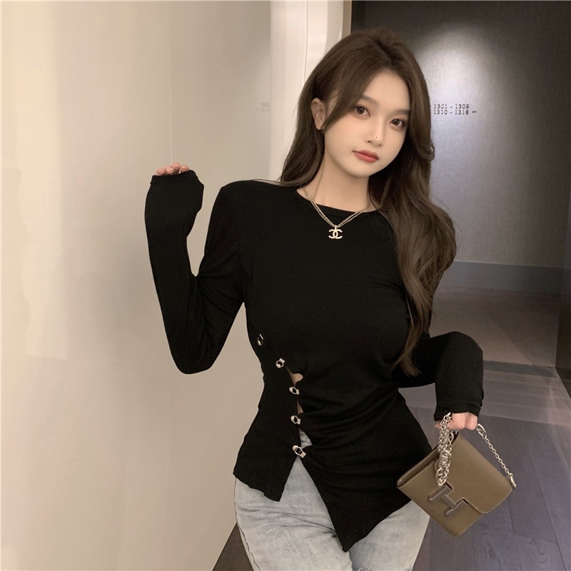 Áo thun dài tay màu sắc đơn giản cho nữ