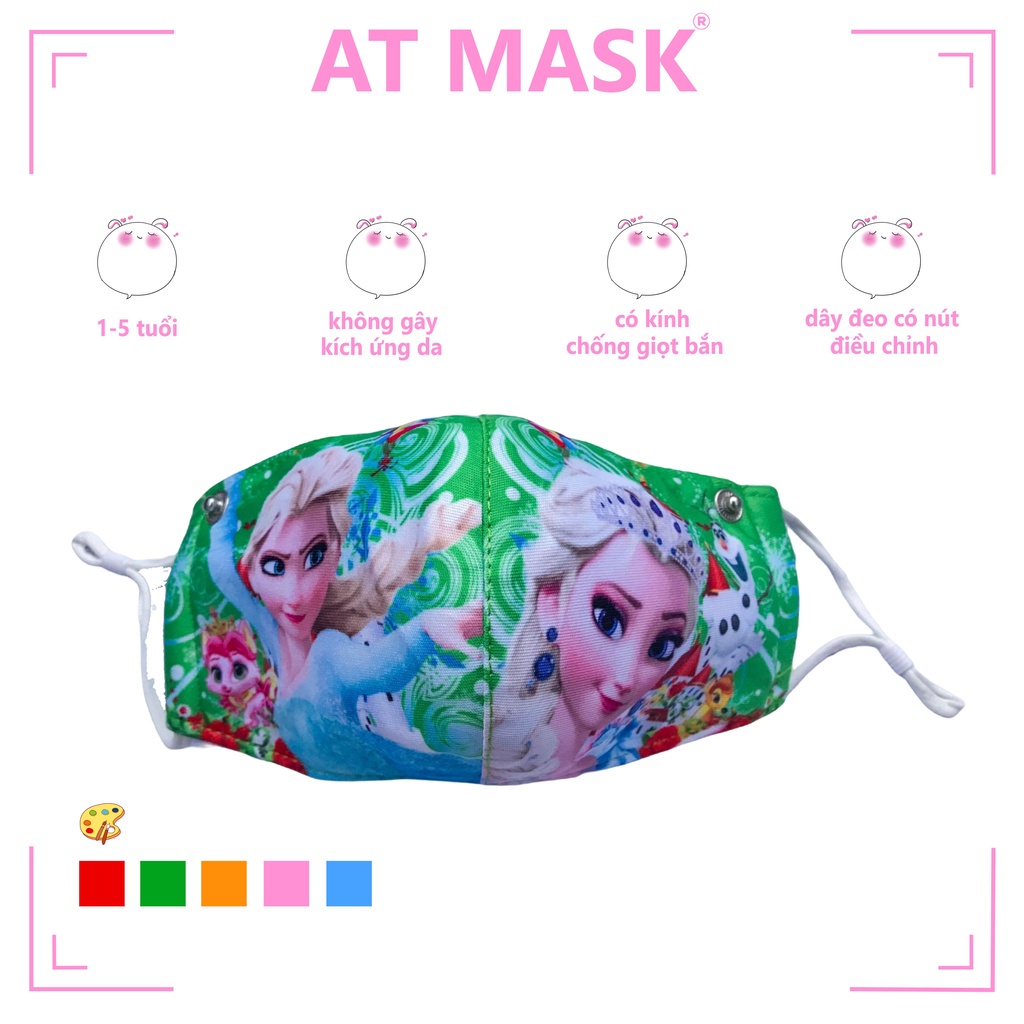 Khẩu trang Cho Bé, Khẩu Trang Trẻ Em AT-Họa Tiết Hoạt Hình Elsa - Cho Bé Từ 3 - 8 Tuổi