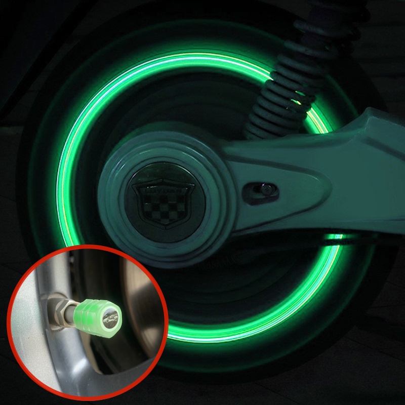 1 / 4 Nắp Van Bánh Xe Hơi / Xe Máy Bằng ABS Màu Dạ Quang