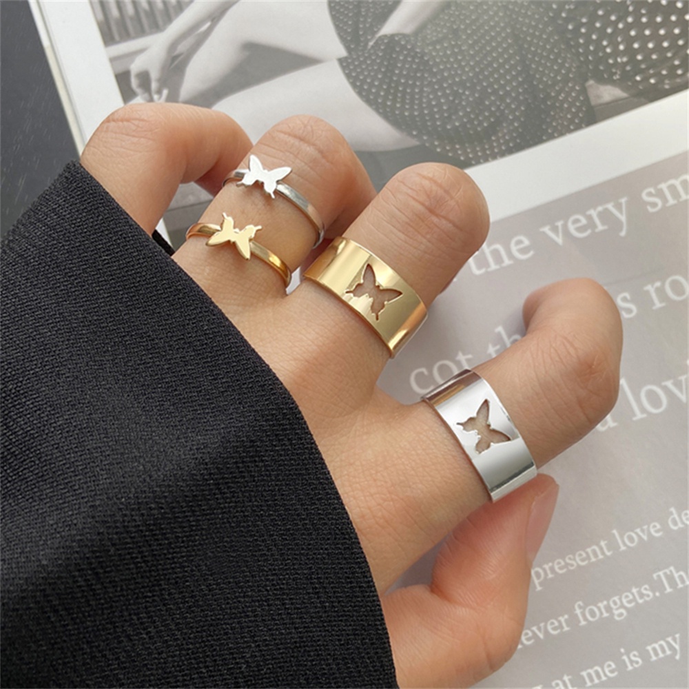 Nhẫn cưới hình bướm nhiều màu sắc có thể điều chỉnh kích thước thời trang