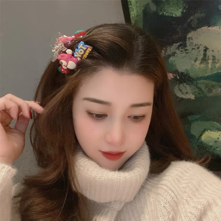 Kẹp tóc càng cua gấu hồng cute