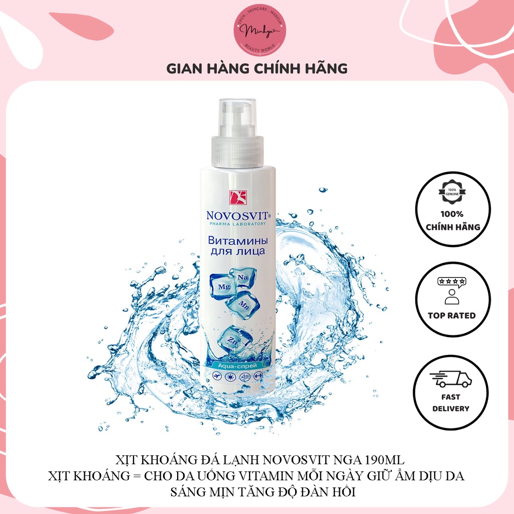 Xịt Khoáng Đá Lạnh Novosvit Nga 190Ml Cấp Ẩm Dịu Da Tăng Độ Đàn Hồi